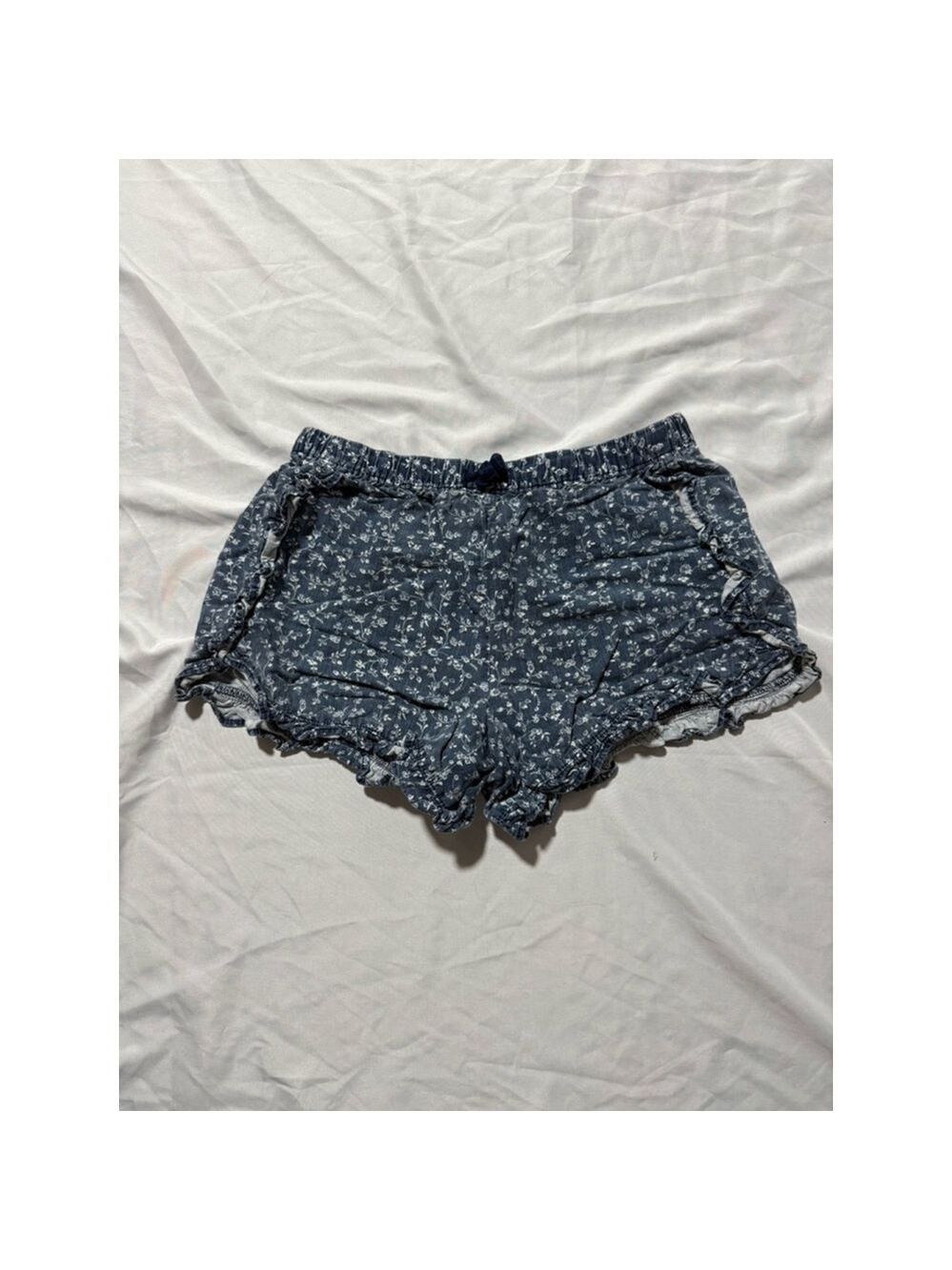 Girls Gap Kids Shorts XL Blue Floral Print Ruffle Hem